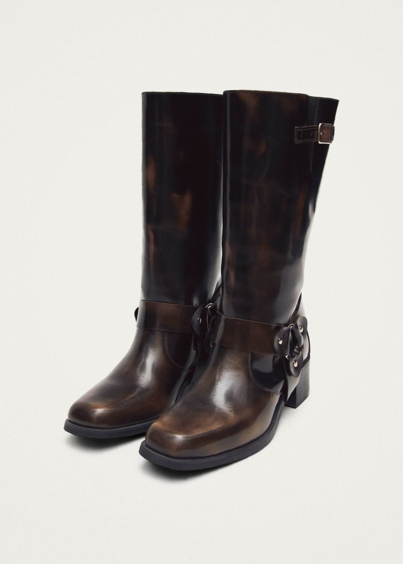 Women's Rocky Brushed Brown Leather Boots