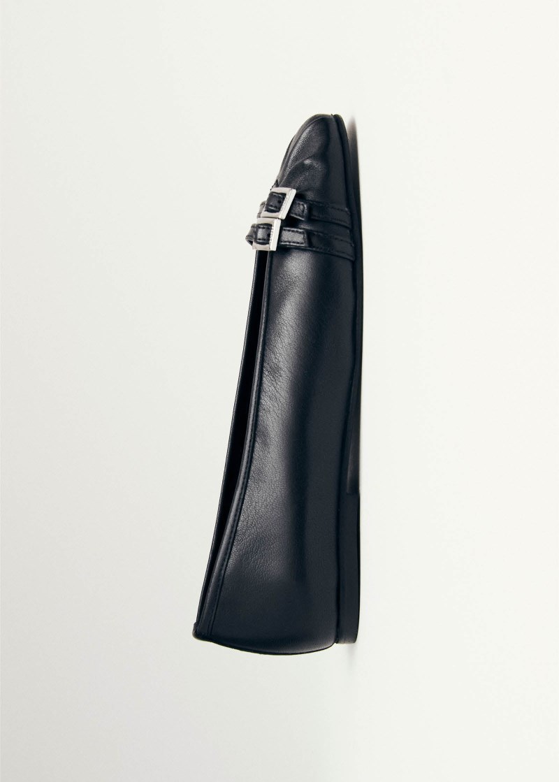 Women's Cendana Black Leather Ballet Flats
