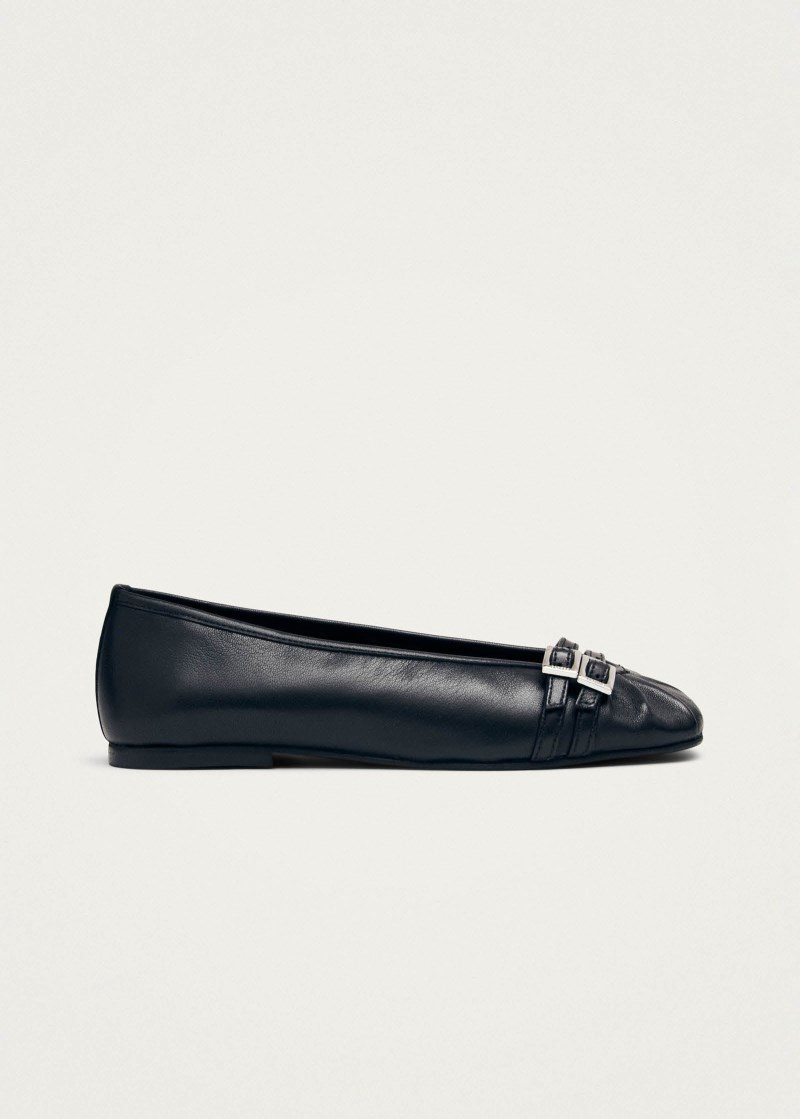 Women's Cendana Black Leather Ballet Flats