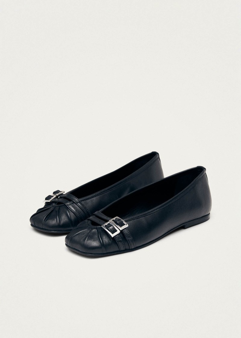 Women's Cendana Black Leather Ballet Flats