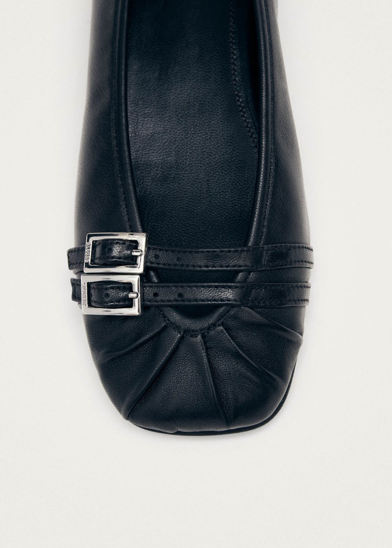 Women's Cendana Black Leather Ballet Flats