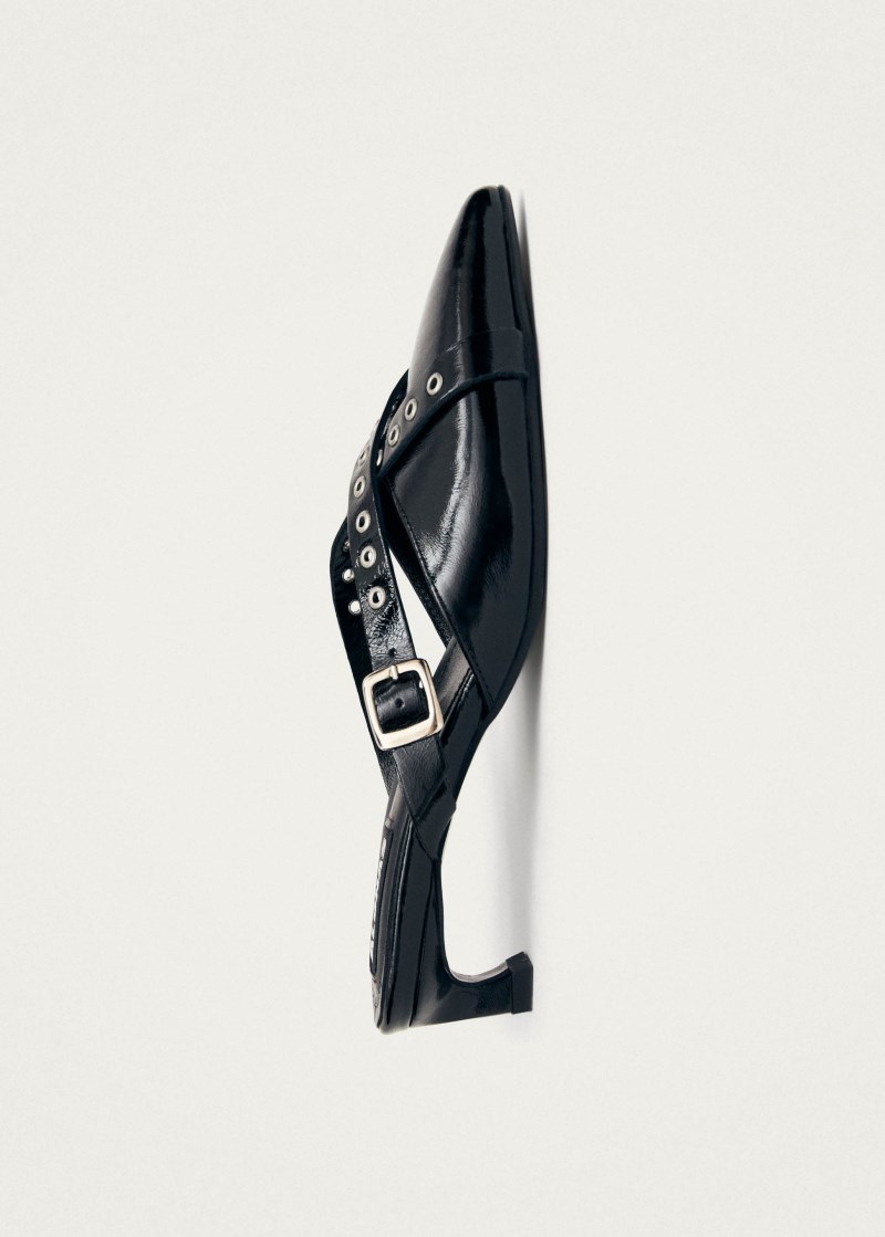 Women's Zyra Onix Black Leather Mules