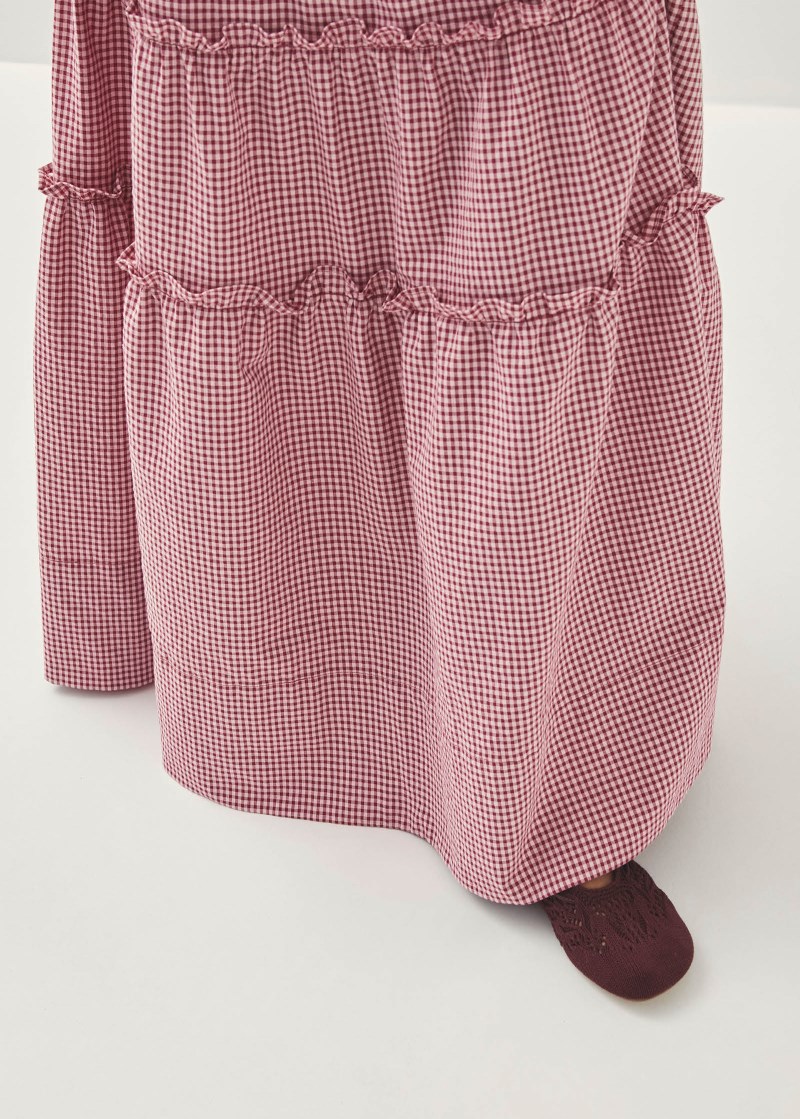 Women's Atenea Checks Burgundy Skirt