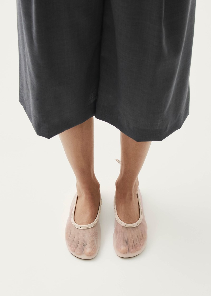 Women's Gill Mesh White Ballet Flats