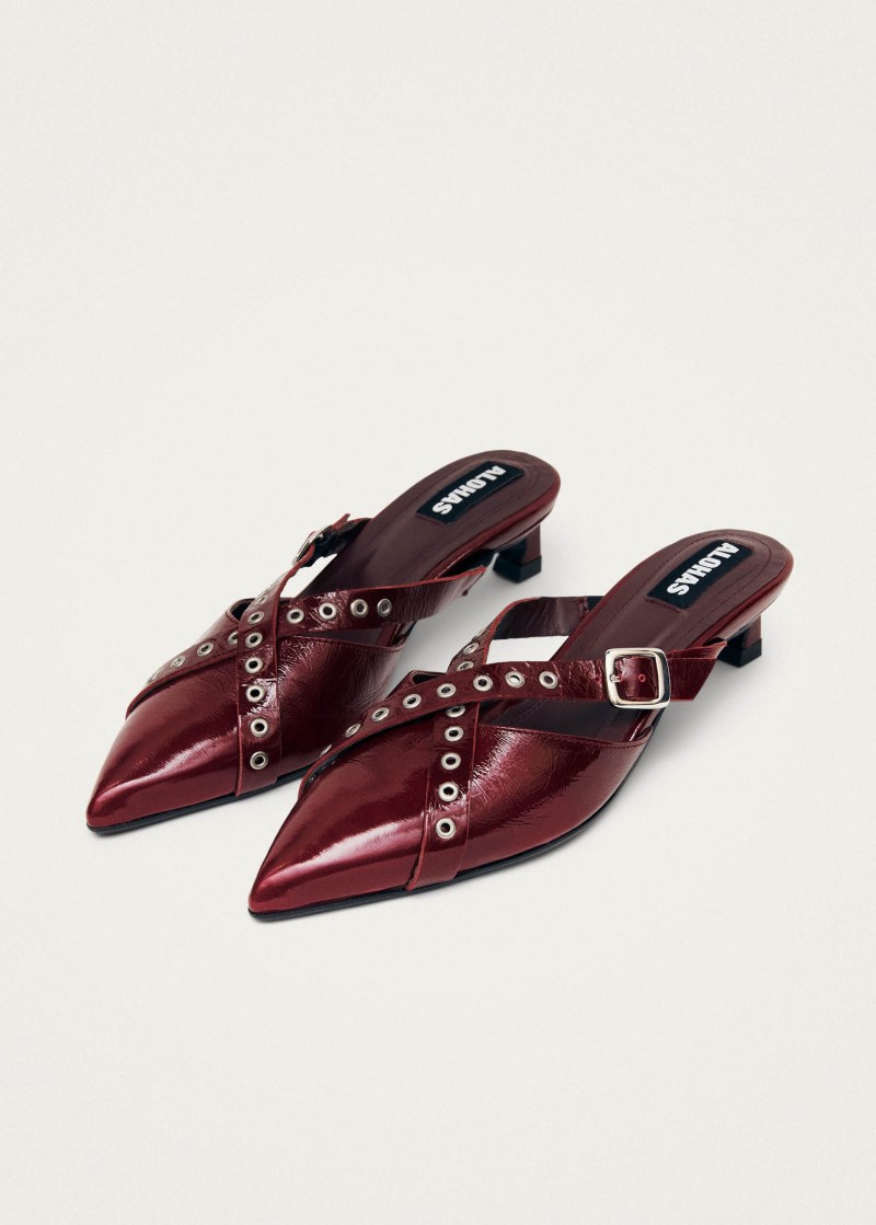 Women's Zyra Onix Burgundy Leather Mules