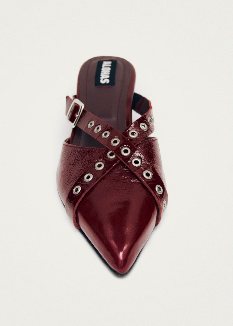 Women's Zyra Onix Burgundy Leather Mules