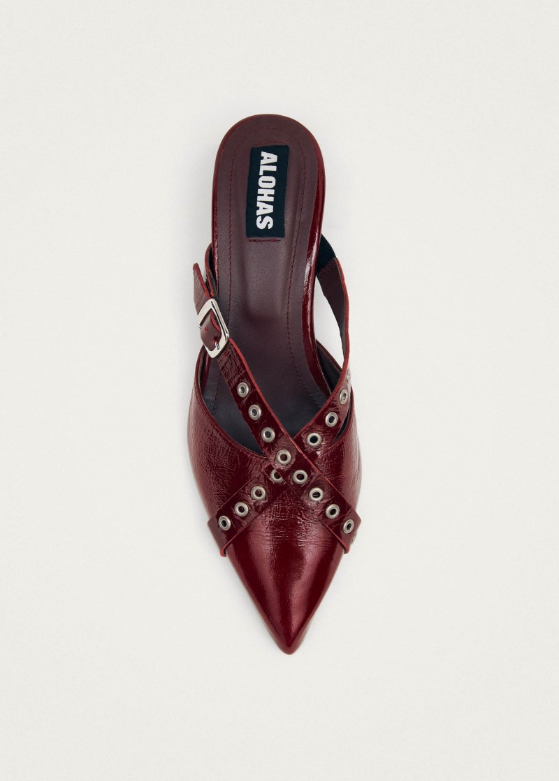 Women's Zyra Onix Burgundy Leather Mules