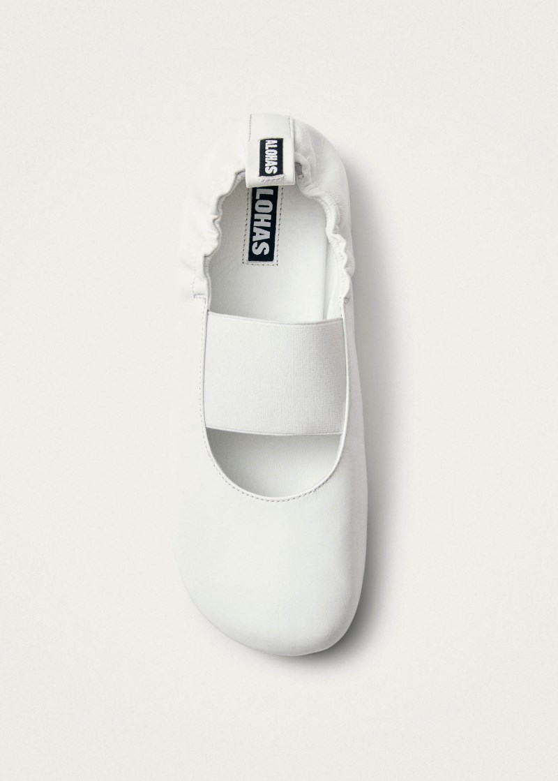 Women's Sutton Onix White Leather Ballet Flats