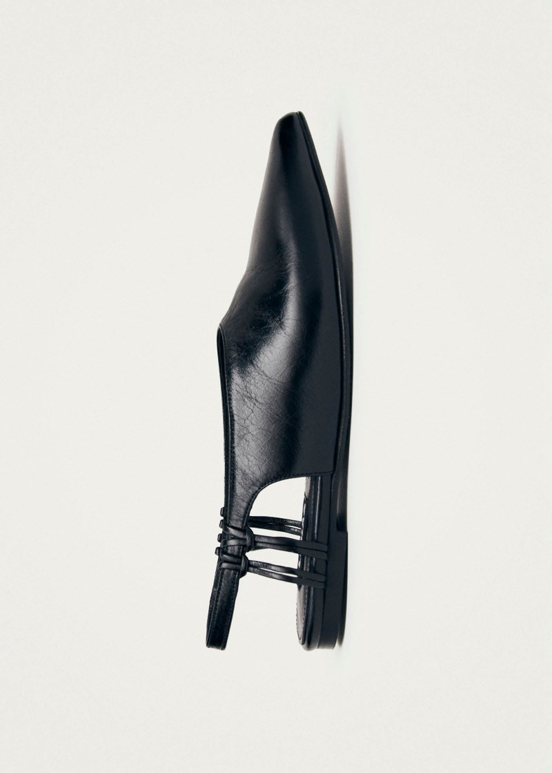 Women's Mandy Black Leather Ballet Flats