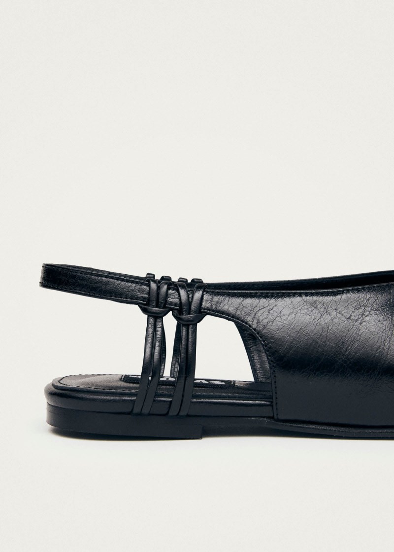 Women's Mandy Black Leather Ballet Flats