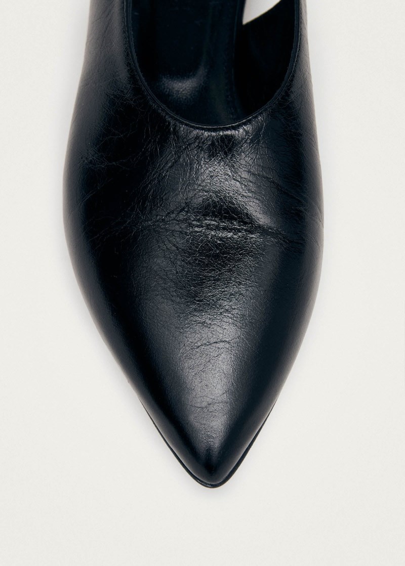 Women's Mandy Black Leather Ballet Flats