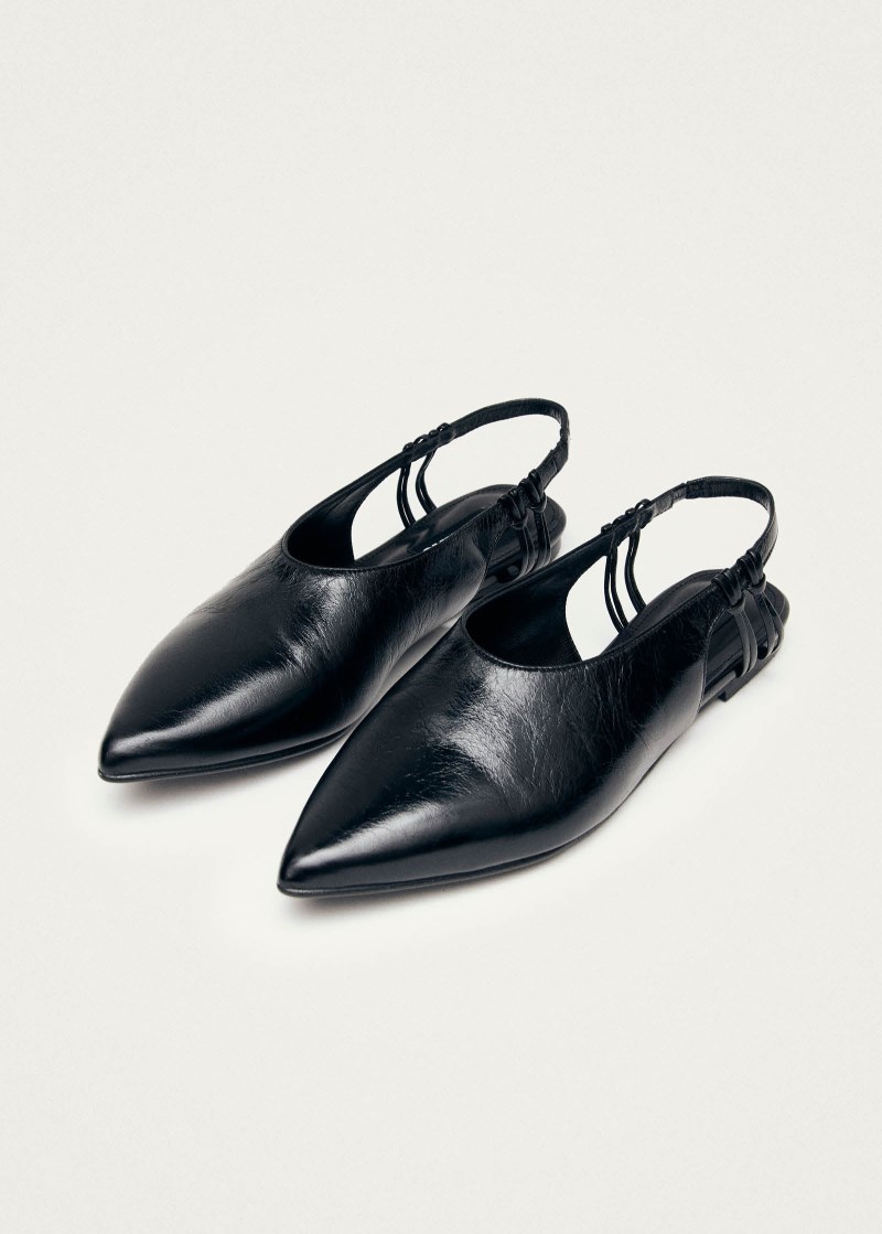 Women's Mandy Black Leather Ballet Flats