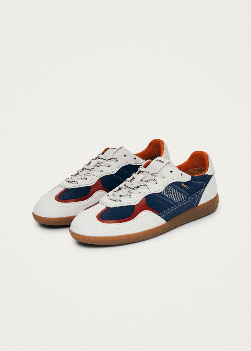 Men's Tb.490 Rife Grain White Cobalt Orange Leather Sneakers