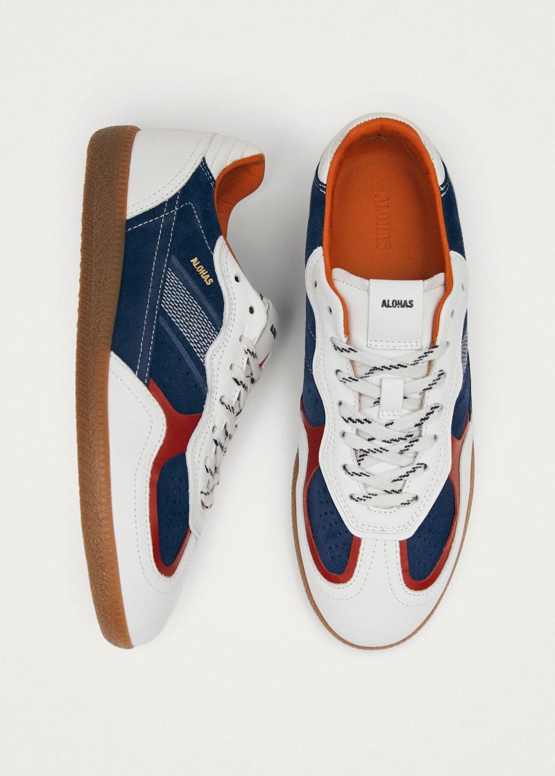 Men's Tb.490 Rife Grain White Cobalt Orange Leather Sneakers