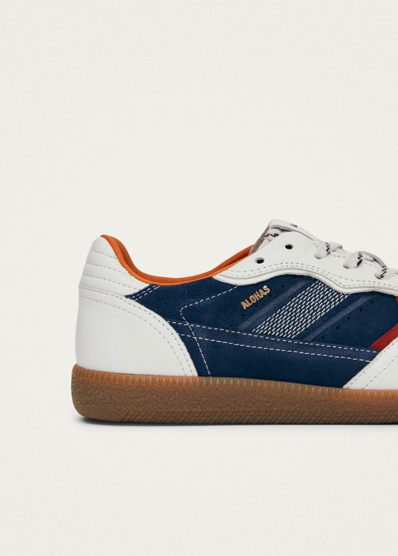 Men's Tb.490 Rife Grain White Cobalt Orange Leather Sneakers