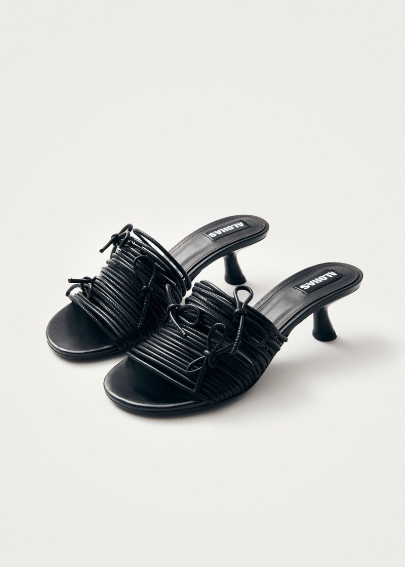 Women's Viva Black Leather Sandals