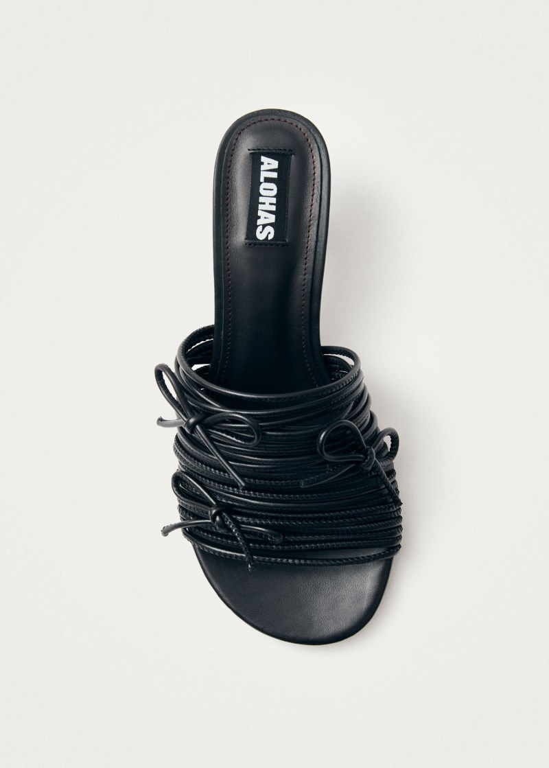 Women's Viva Black Leather Sandals