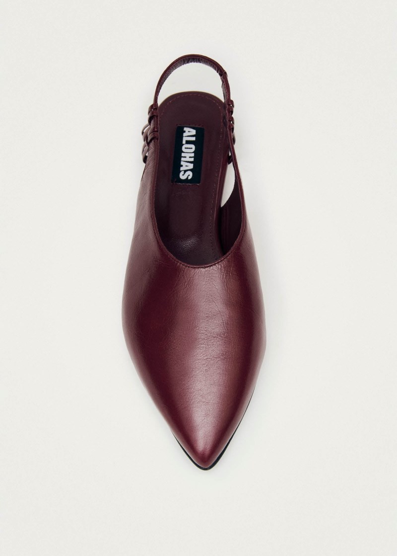 Women's Mandy Burgundy Leather Ballet Flats