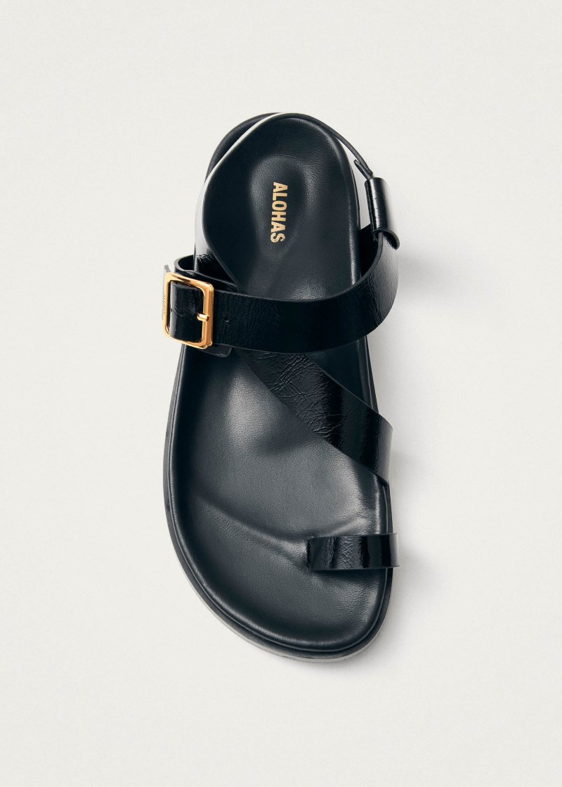 Women's Siren Onix Black Leather Sandals