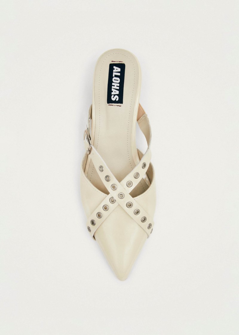 Women's Zyra Onix Cream Leather Mules
