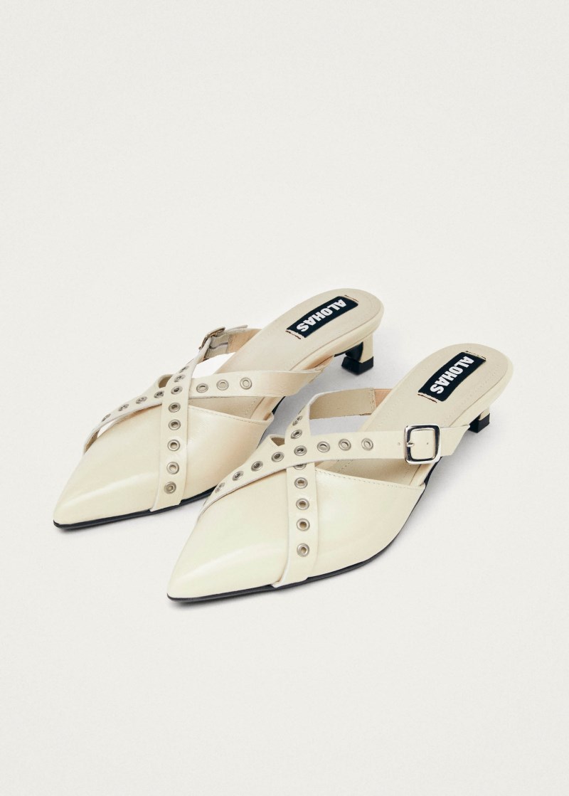 Women's Zyra Onix Cream Leather Mules