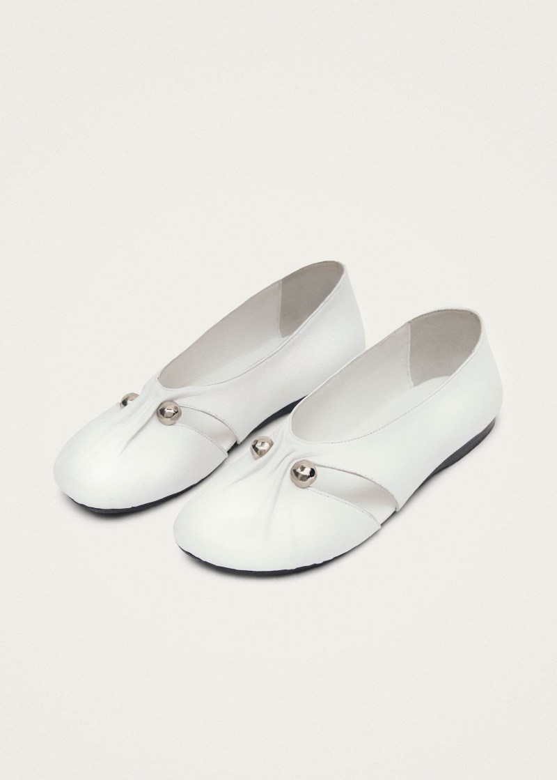 Women's Ravena White Leather Ballet Flats