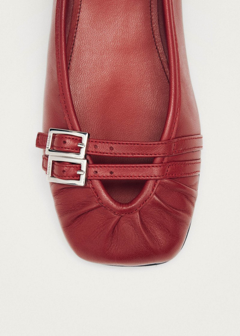 Women's Cendana Red Leather Ballet Flats