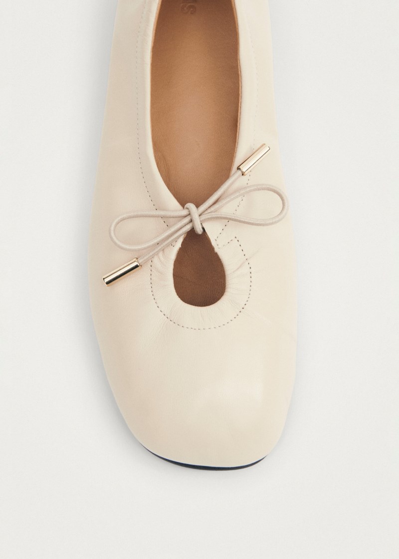 Women's Rosalind Cream Leather Ballet Flats