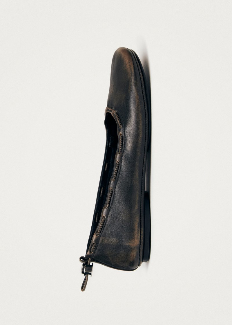 Women's Gill Brushed Brown Leather Ballet Flats