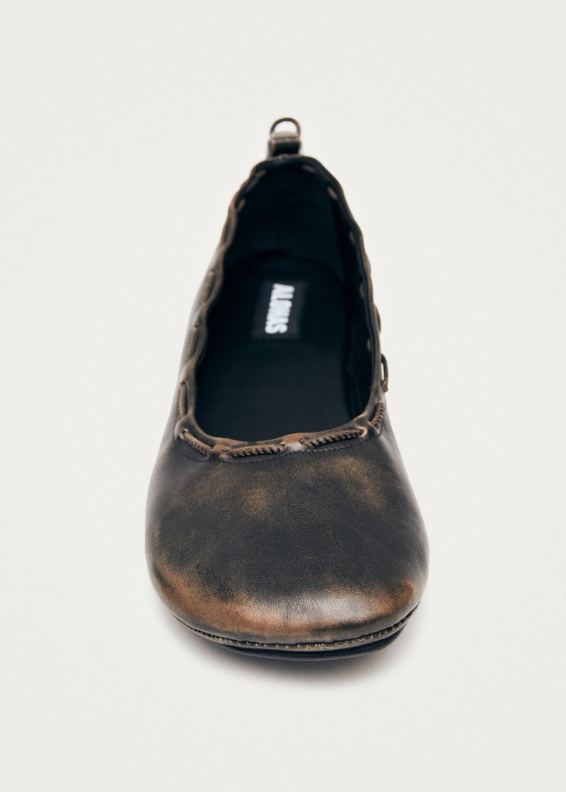 Women's Gill Brushed Brown Leather Ballet Flats