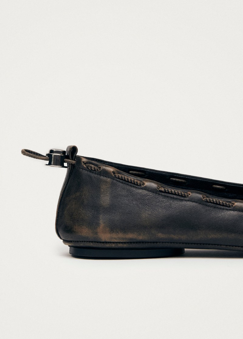 Women's Gill Brushed Brown Leather Ballet Flats