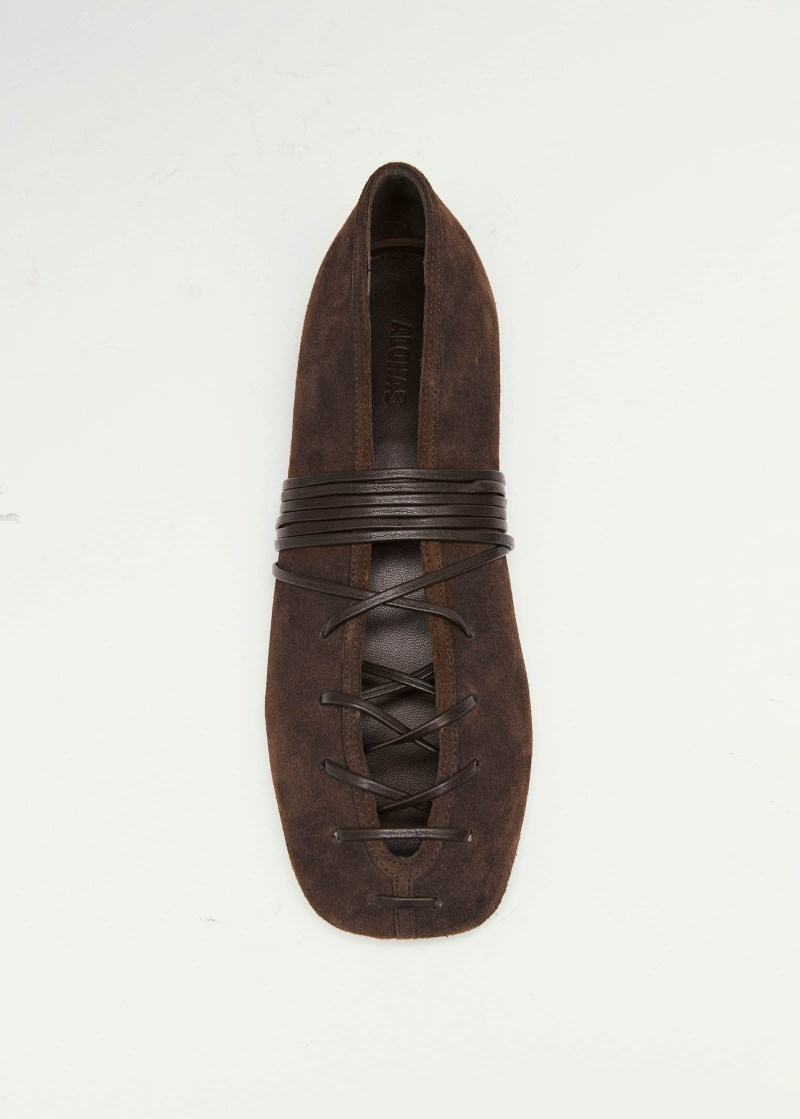 Women's Bumi Suede Brown Leather Ballet Flats