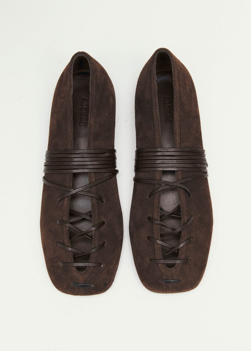 Women's Bumi Suede Brown Leather Ballet Flats