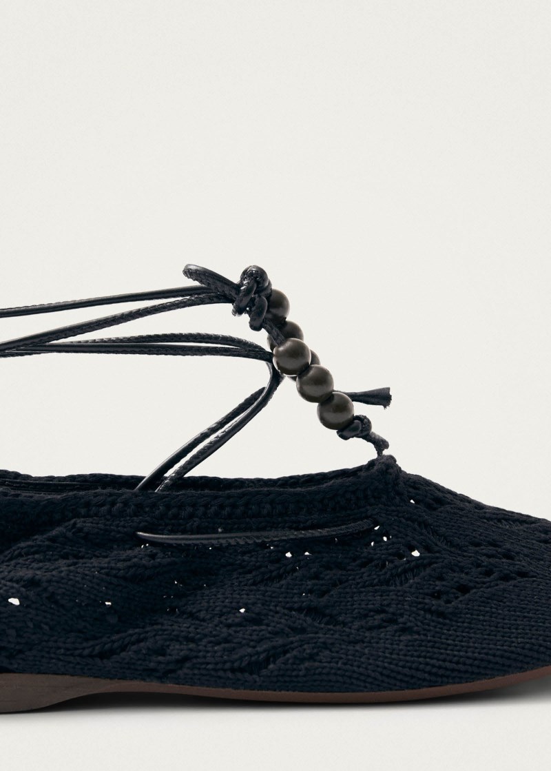 Women's Rosemary Crochet Black Ballet Flats