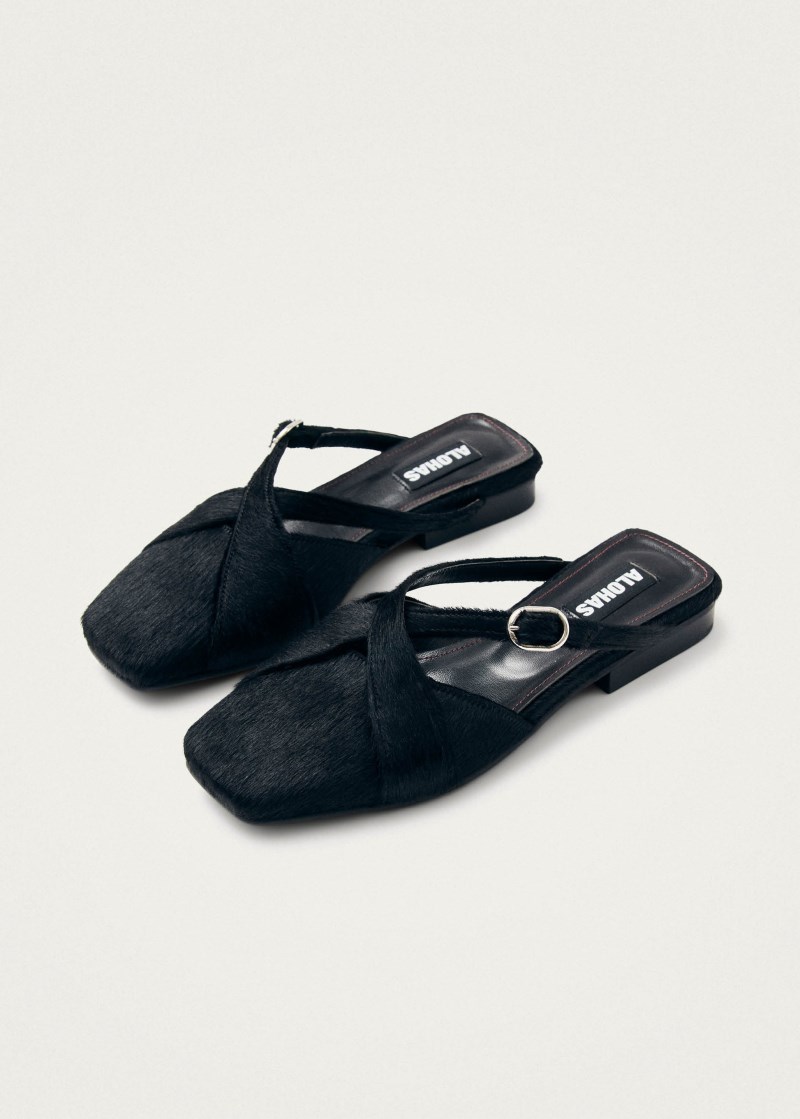 Women's Adria Soft Black Leather Mules