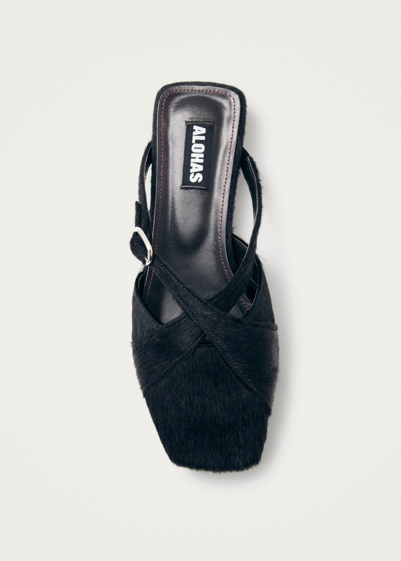 Women's Adria Soft Black Leather Mules