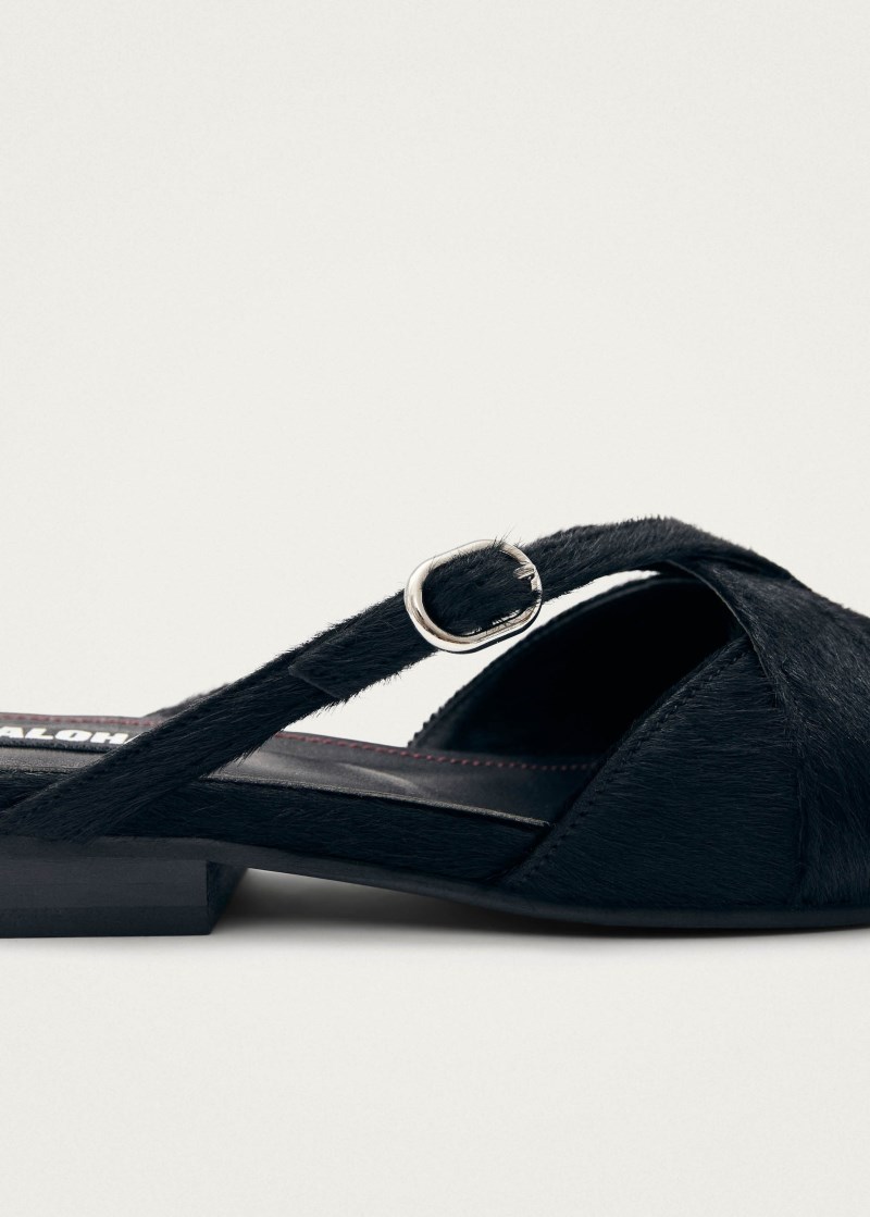 Women's Adria Soft Black Leather Mules