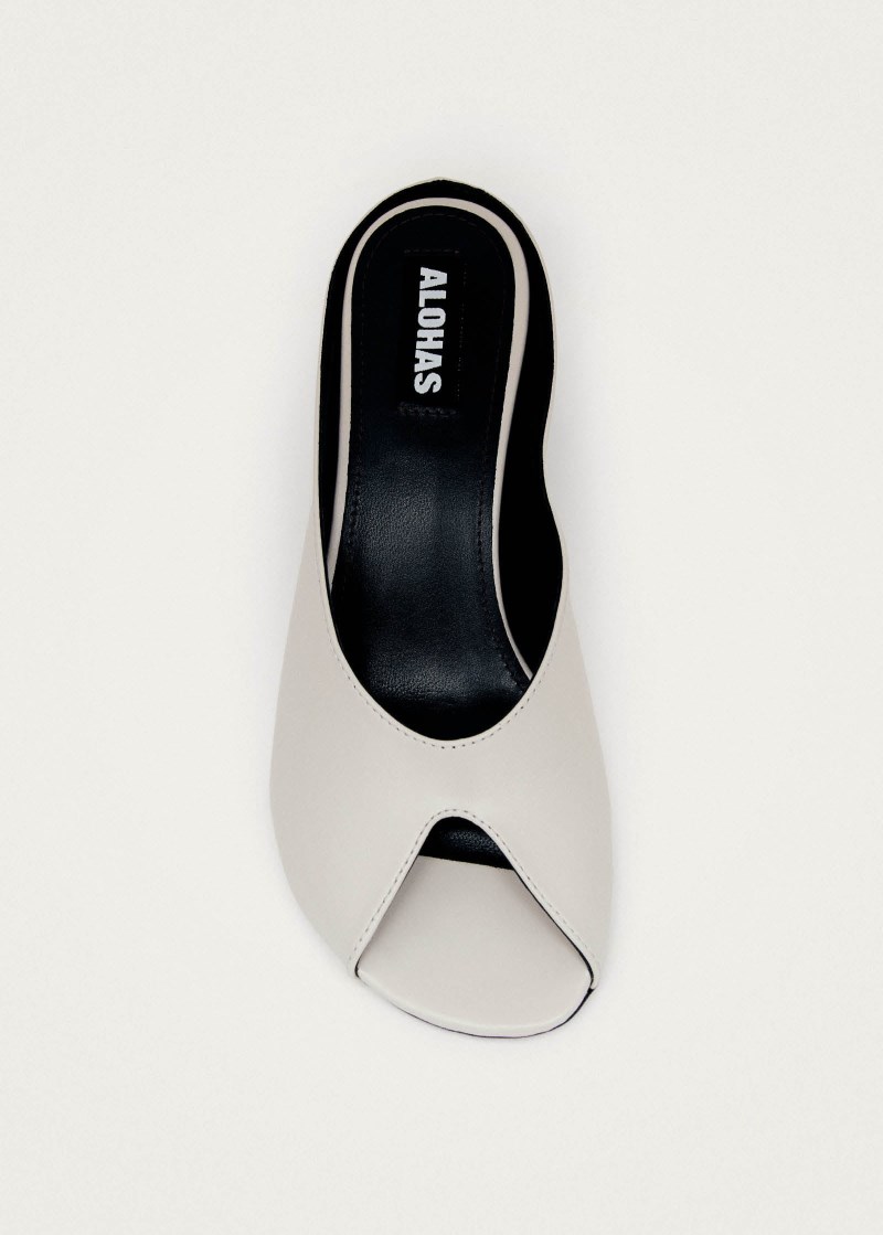 Women's Catherine Light Grey Leather Mules