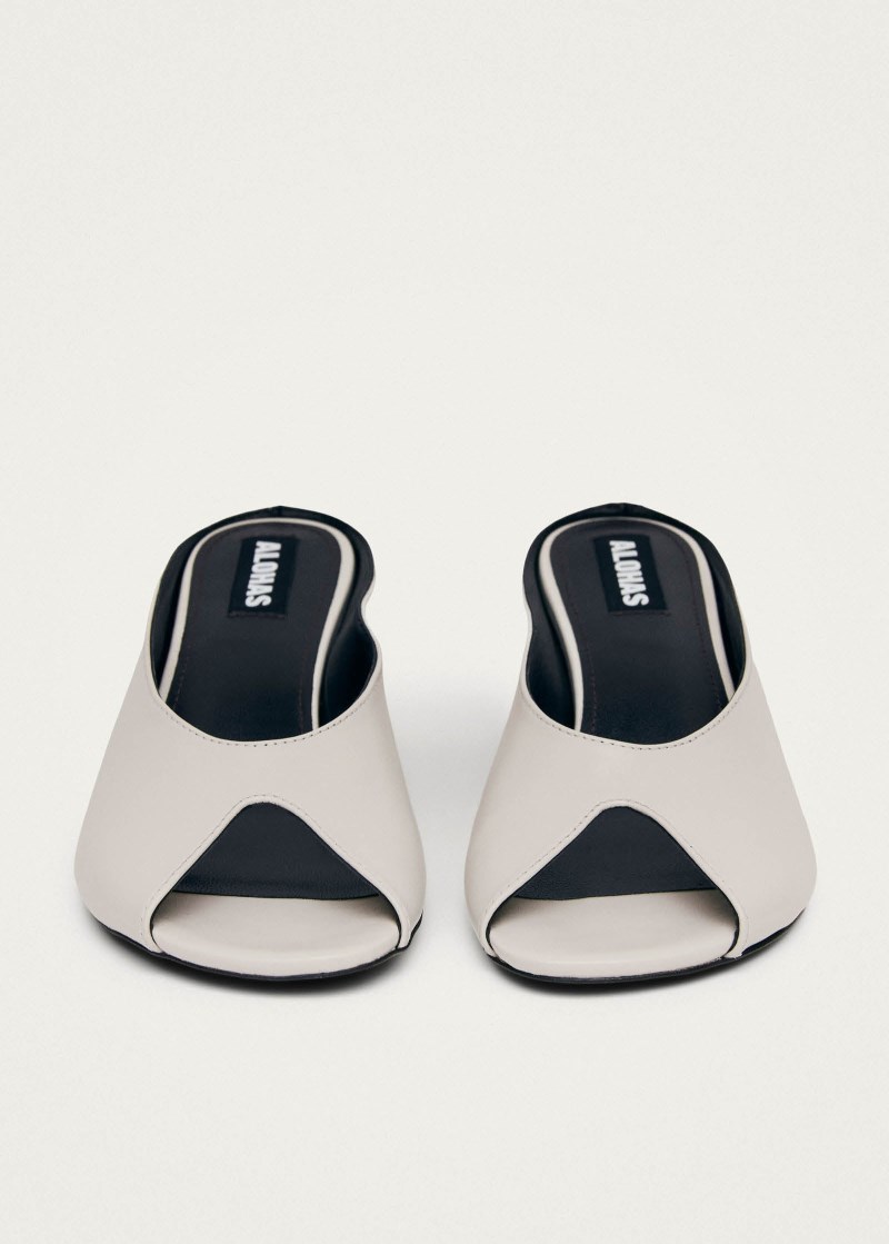 Women's Catherine Light Grey Leather Mules