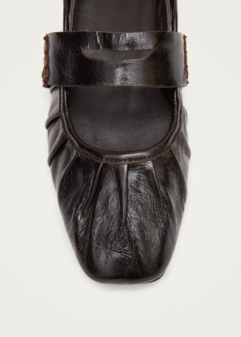 Women's Bargo Brown Leather Ballet Flats