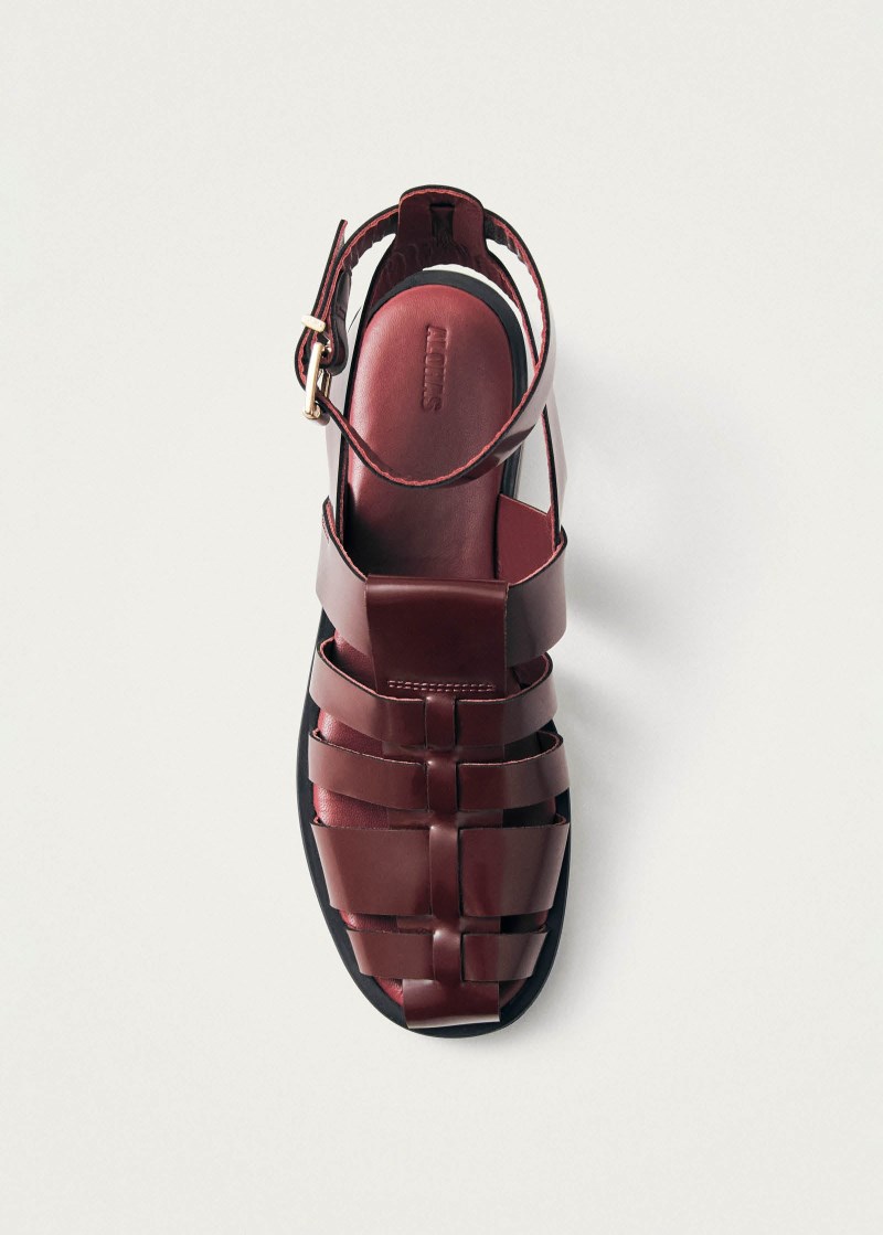Women's Perry Sleek Burgundy Leather Sandals
