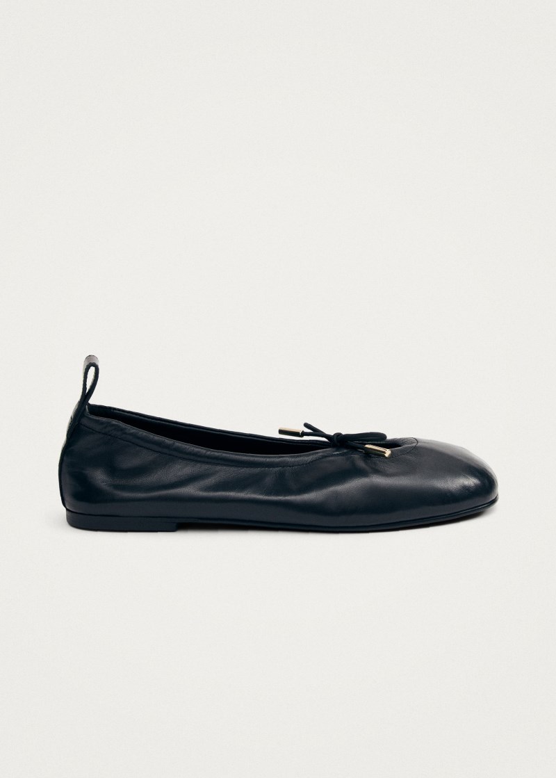 Women's Rosalind Black Leather Ballet Flats