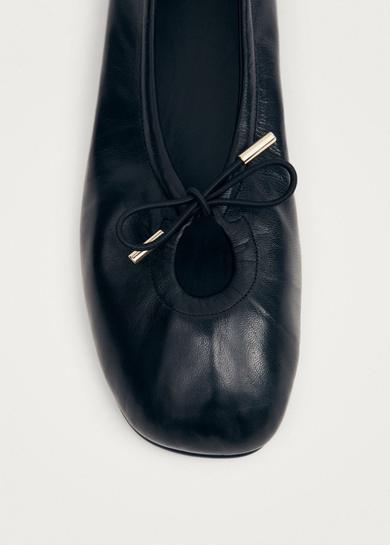 Women's Rosalind Black Leather Ballet Flats