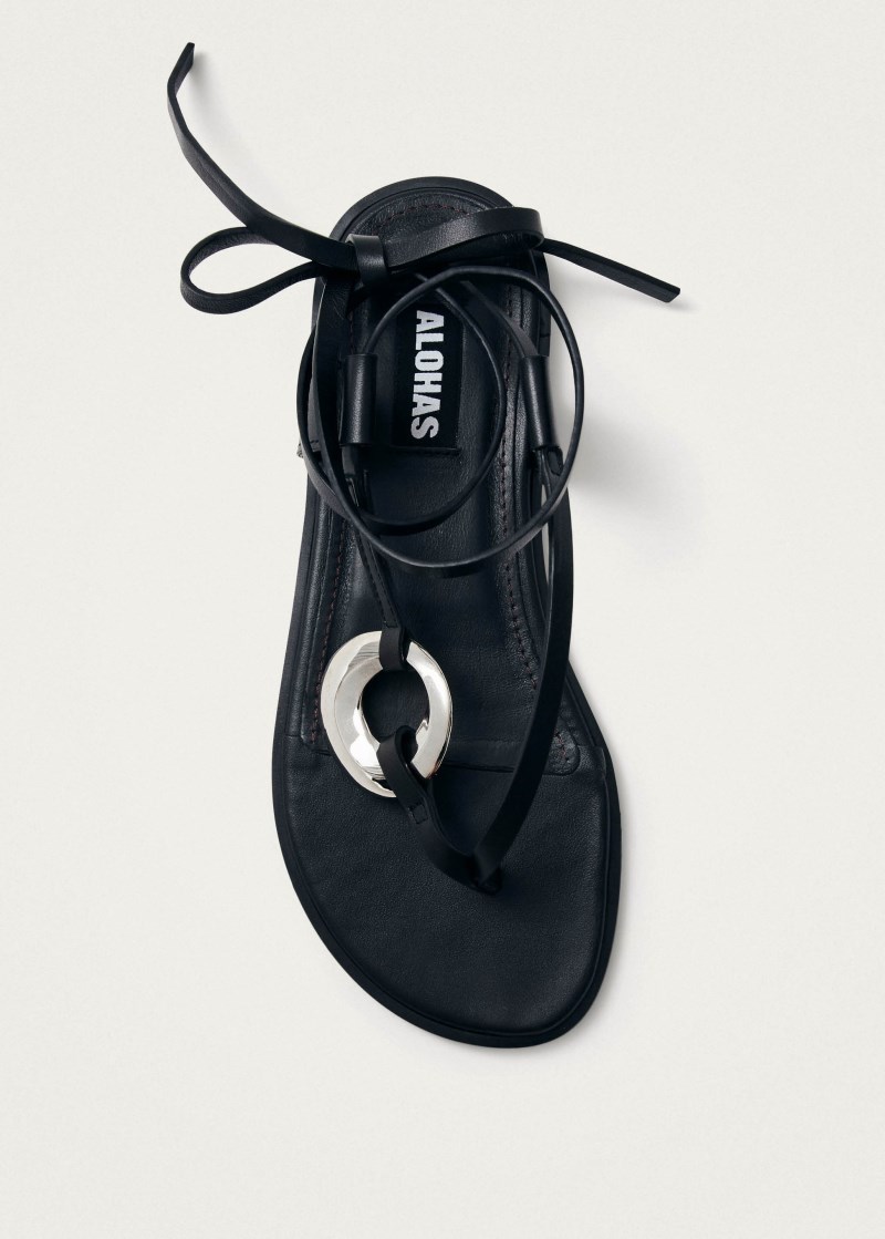 Women's Morosia Black Leather Sandals