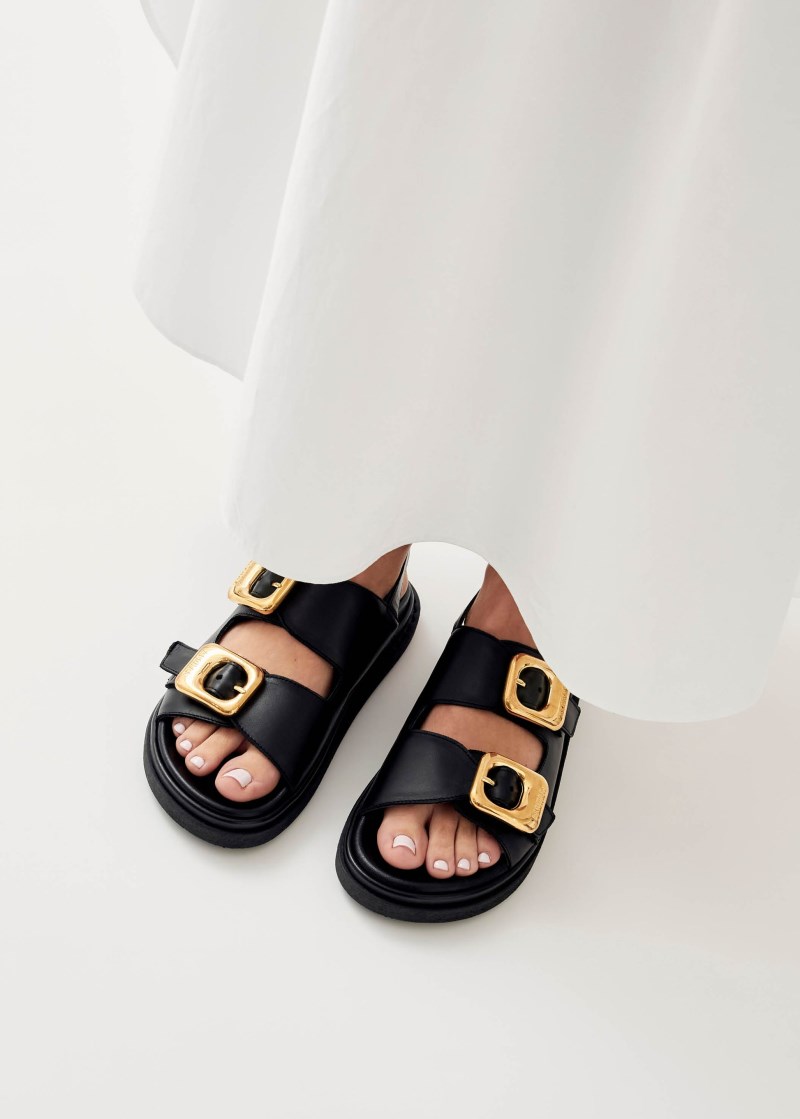 Women's Daria Black Leather Sandals