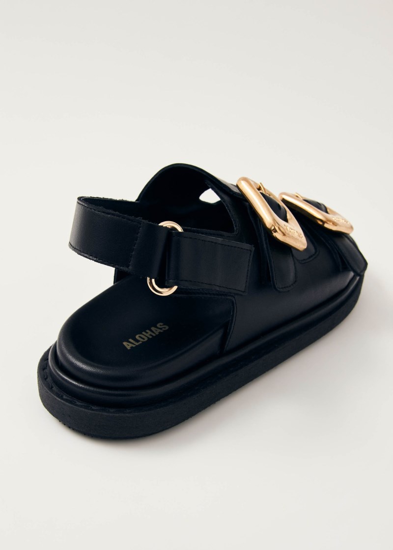 Women's Daria Black Leather Sandals