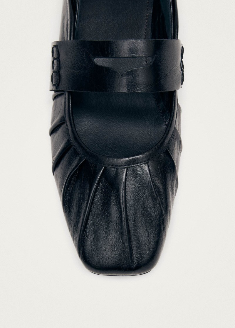 Women's Bargo Black Leather Ballet Flats