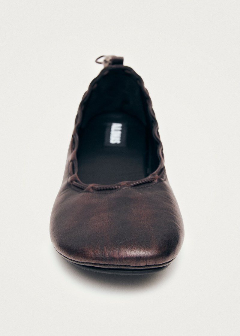 Women's Gill Brushed Burgundy Leather Ballet Flats