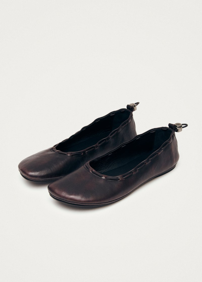 Women's Gill Brushed Burgundy Leather Ballet Flats