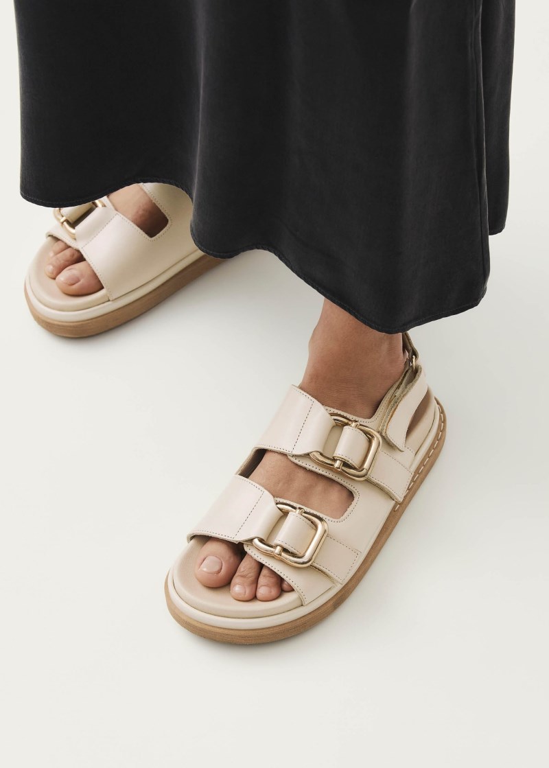 Women's Harper Cream Leather Sandals